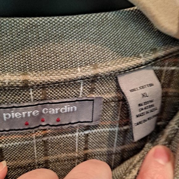 PIERRE Cardin Tan Plaid Polo Size XL - Picture 2 of 3